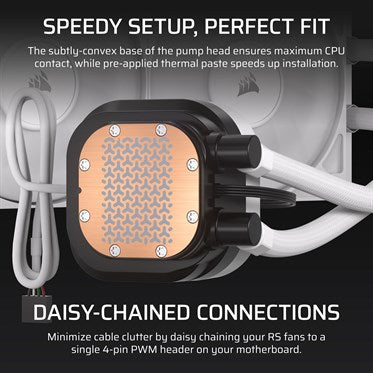 CORSAIR NAUTILUS 240 RS LCD AIO Cooler | 480x480 IPS Display | 2x 120mm | LGA1851 / AM5 | White