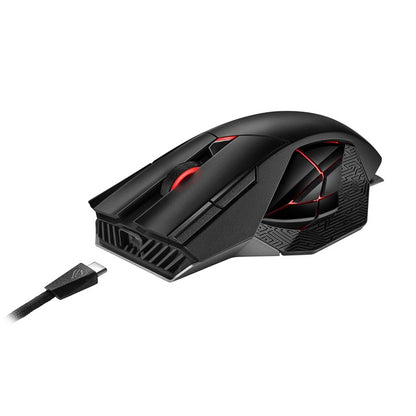 ASUS ROG Spatha X Wireless Gaming Mouse, 19000 DPI, 12 Buttons, RGB, USB-C, Black