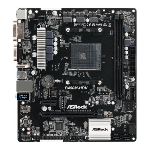 Asrock B450M-HDV R.40, AMD B450, AM4, Micro ATX, 2 DDR4, VGA, DVI, HDMI, M.2 - PC Gear UK