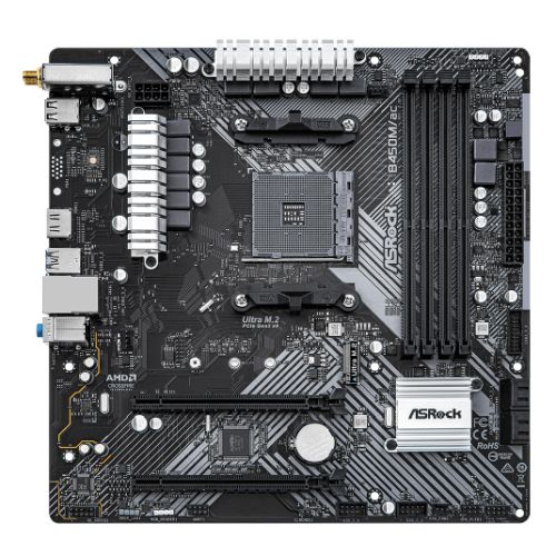Asrock B450M/AC R2.0, AMD B450, AM4, Micro ATX, 4 DDR4, HDMI, GB LAN, AC Wi-Fi, 1x M.2 - PC Gear UK