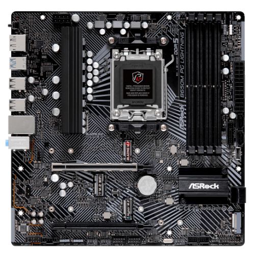 Asrock B650M PG LIGHTNING, AMD B650, AM5, Micro ATX, 4 DDR5, HDMI, DP, 2.5G LAN, PCIe4, 3x M.2 - PC Gear UK