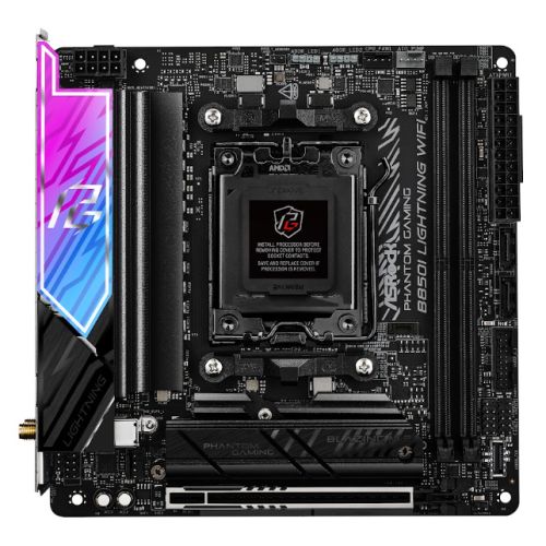 Asrock B850I LIGHTNING WIFI, AMD B850, AM5, Mini ITX, 2 DDR5, HDMI, Wi-Fi 6E, 2.5G LAN, RGB, 2x M.2 - PC Gear UK