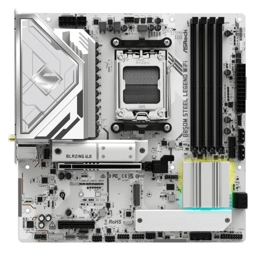 Asrock B850M STEEL LEGEND WIFI, AMD B850, AM5, Micro ATX, 4 DDR5, HDMI, DP, Wi-Fi 7, 2.5G LAN, RGB, 3x M.2 - PC Gear UK