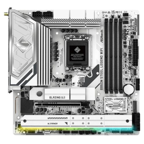 Asrock B860M STEEL LEGEND WIFI, Intel B860, 1851, Micro ATX, 4 DDR5, HDMI, DP, TB4, Wi-Fi 6E, 2.5G LAN, RGB, 4x M.2 - PC Gear UK