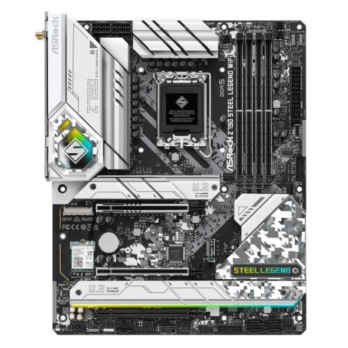 Asrock Z790 STEEL LEGEND WIFI, Intel Z790, 1700, ATX, 4 DDR5, HDMI, DP, eDP, Wi-Fi 6E, 2.5G LAN, PCIe5, RGB, 5x M.2 - PC Gear UK