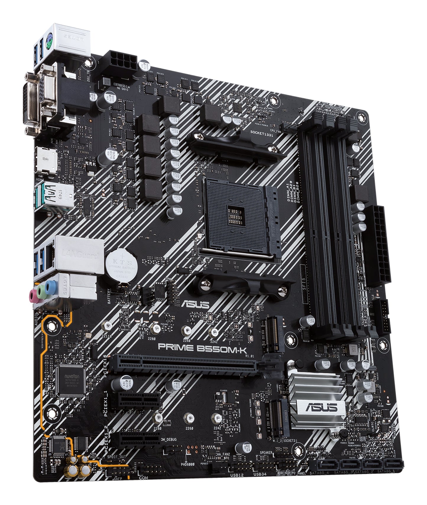ASUS Prime B550M-K AMD AM4 Micro-ATX Motherboard, 4x DDR4, 2x M.2, PCIe 4.0, 4x SATA, HDMI, DVI-D, GbE