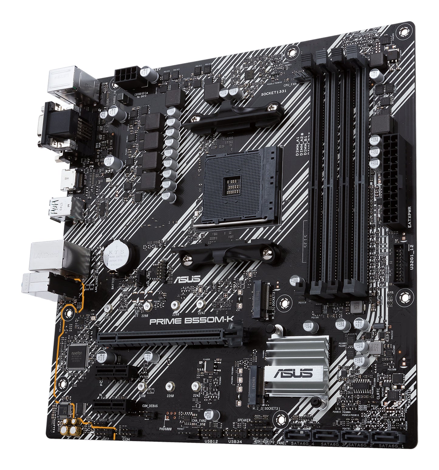 ASUS Prime B550M-K AMD AM4 Micro-ATX Motherboard, 4x DDR4, 2x M.2, PCIe 4.0, 4x SATA, HDMI, DVI-D, GbE