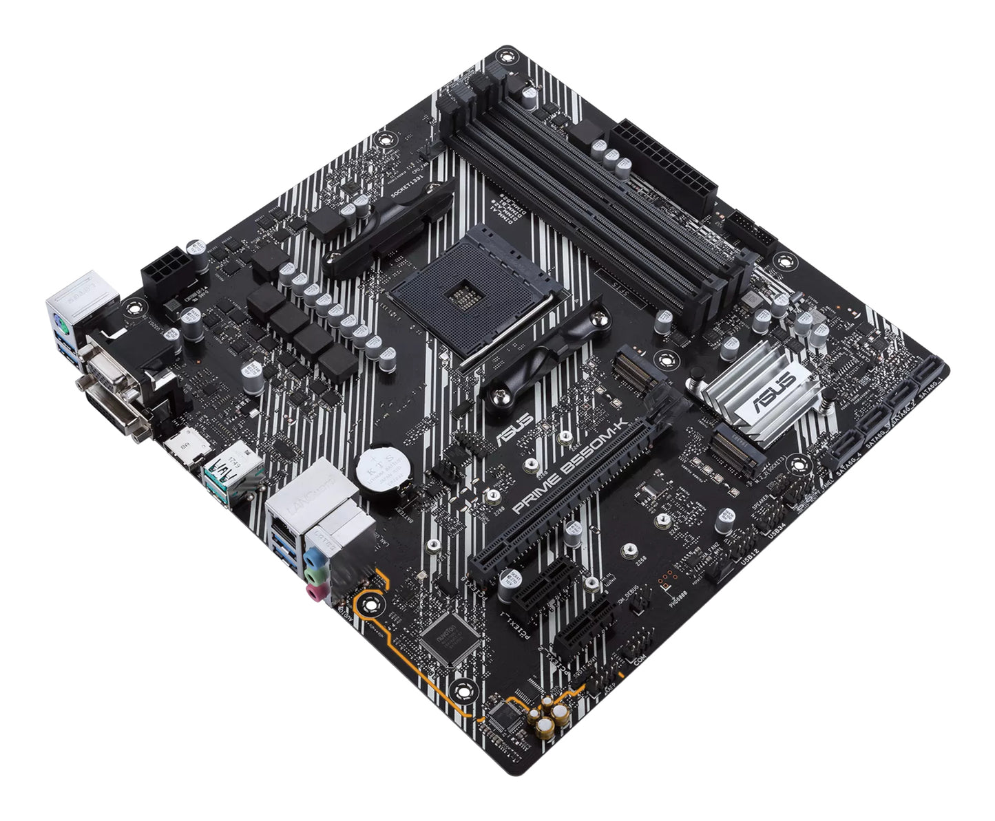 ASUS Prime B550M-K AMD AM4 Micro-ATX Motherboard, 4x DDR4, 2x M.2, PCIe 4.0, 4x SATA, HDMI, DVI-D, GbE