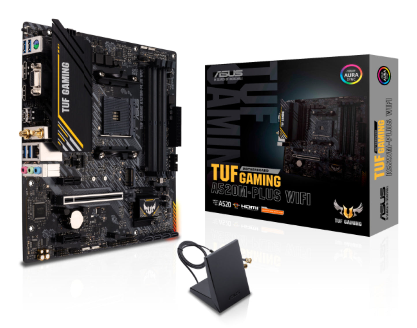ASUS TUF Gaming A520M-Plus WiFi AMD AM4 Micro-ATX Motherboard, 4x DDR4, M.2, 4x SATA, HDMI, Wi-Fi 5