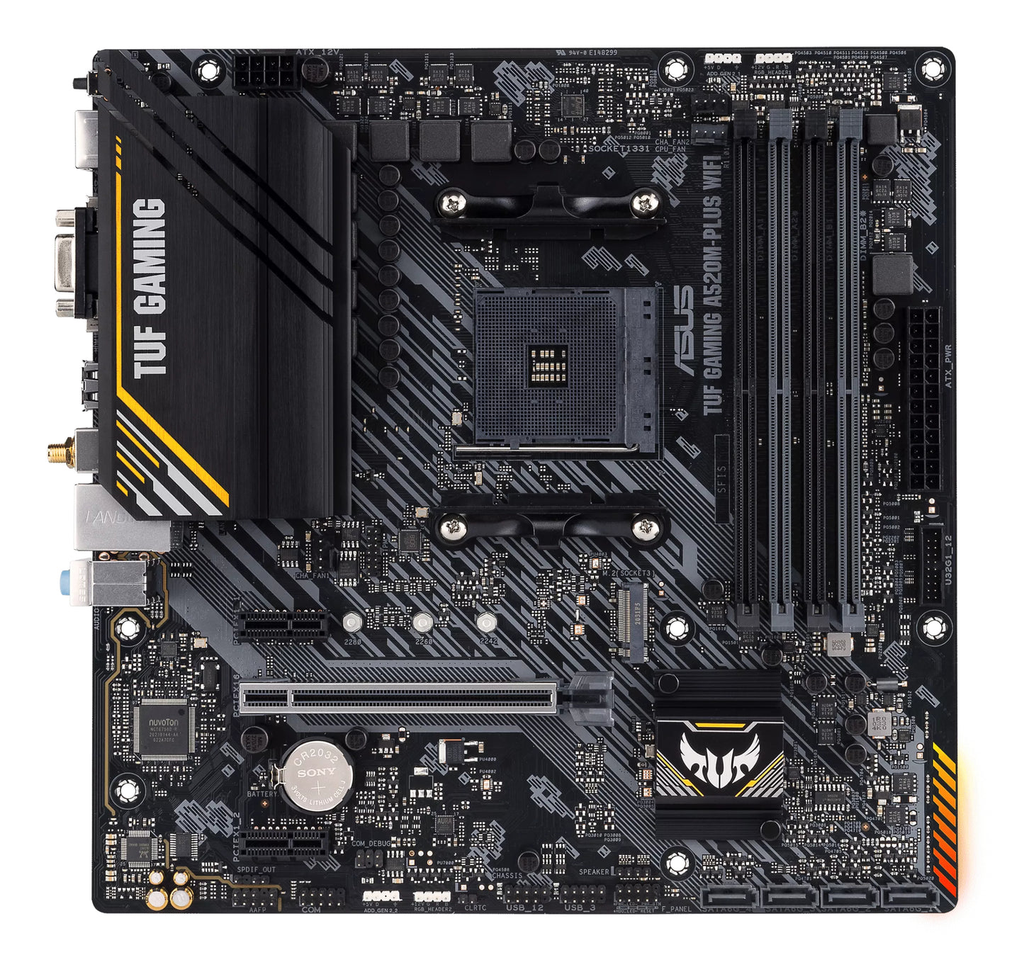 ASUS TUF Gaming A520M-Plus WiFi AMD AM4 Micro-ATX Motherboard, 4x DDR4, M.2, 4x SATA, HDMI, Wi-Fi 5