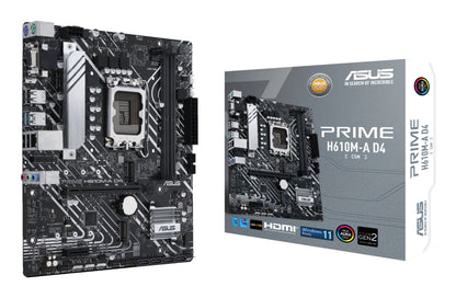 ASUS Prime H610M-A D4-CSM Intel LGA1700 Micro-ATX Motherboard, 2x DDR4, 2x M.2, PCIe 4.0, 4x SATA, 1GbE, HDMI 2.1, DP 1.4