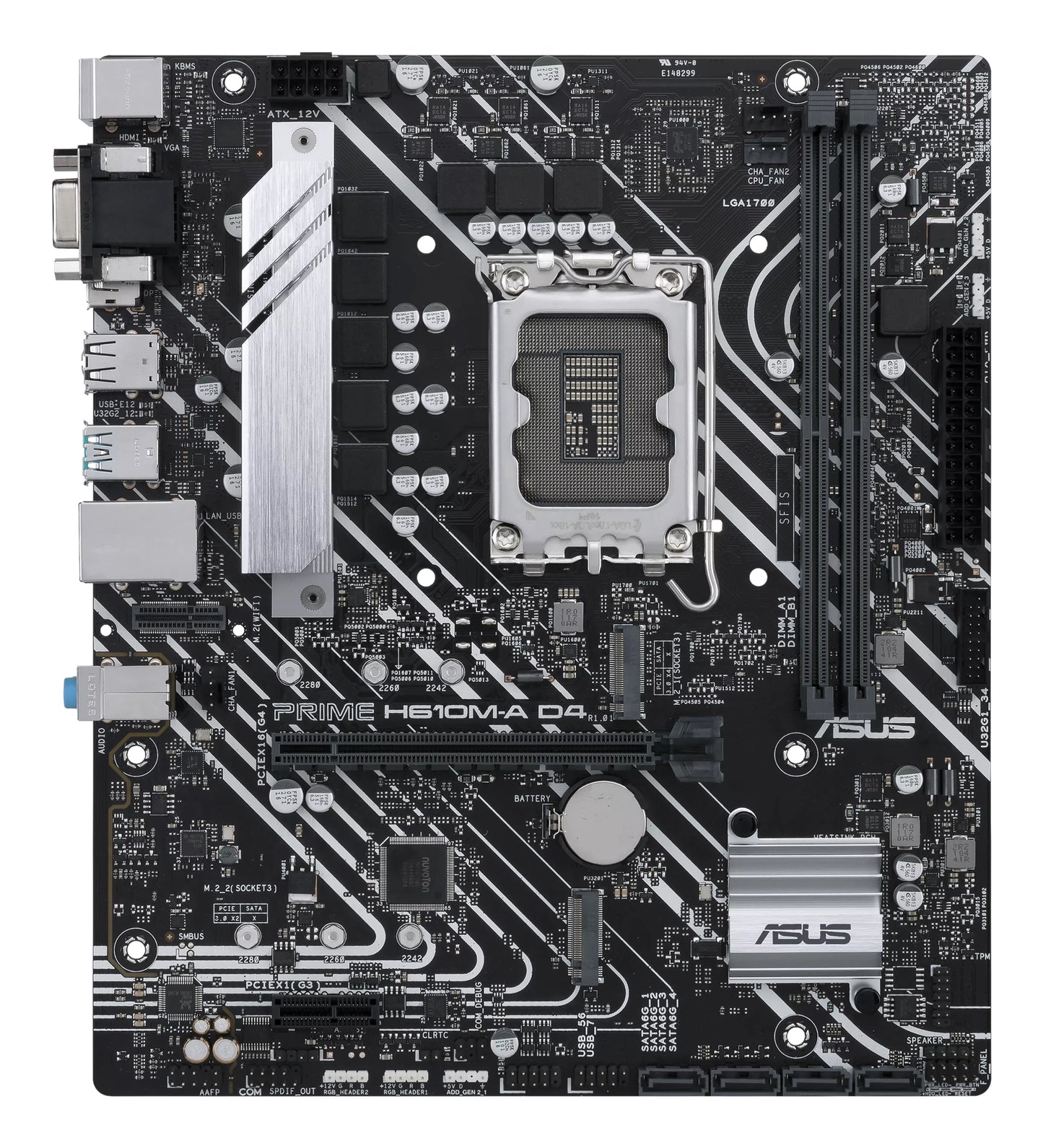 ASUS Prime H610M-A D4-CSM Intel LGA1700 Micro-ATX Motherboard, 2x DDR4, 2x M.2, PCIe 4.0, 4x SATA, 1GbE, HDMI 2.1, DP 1.4