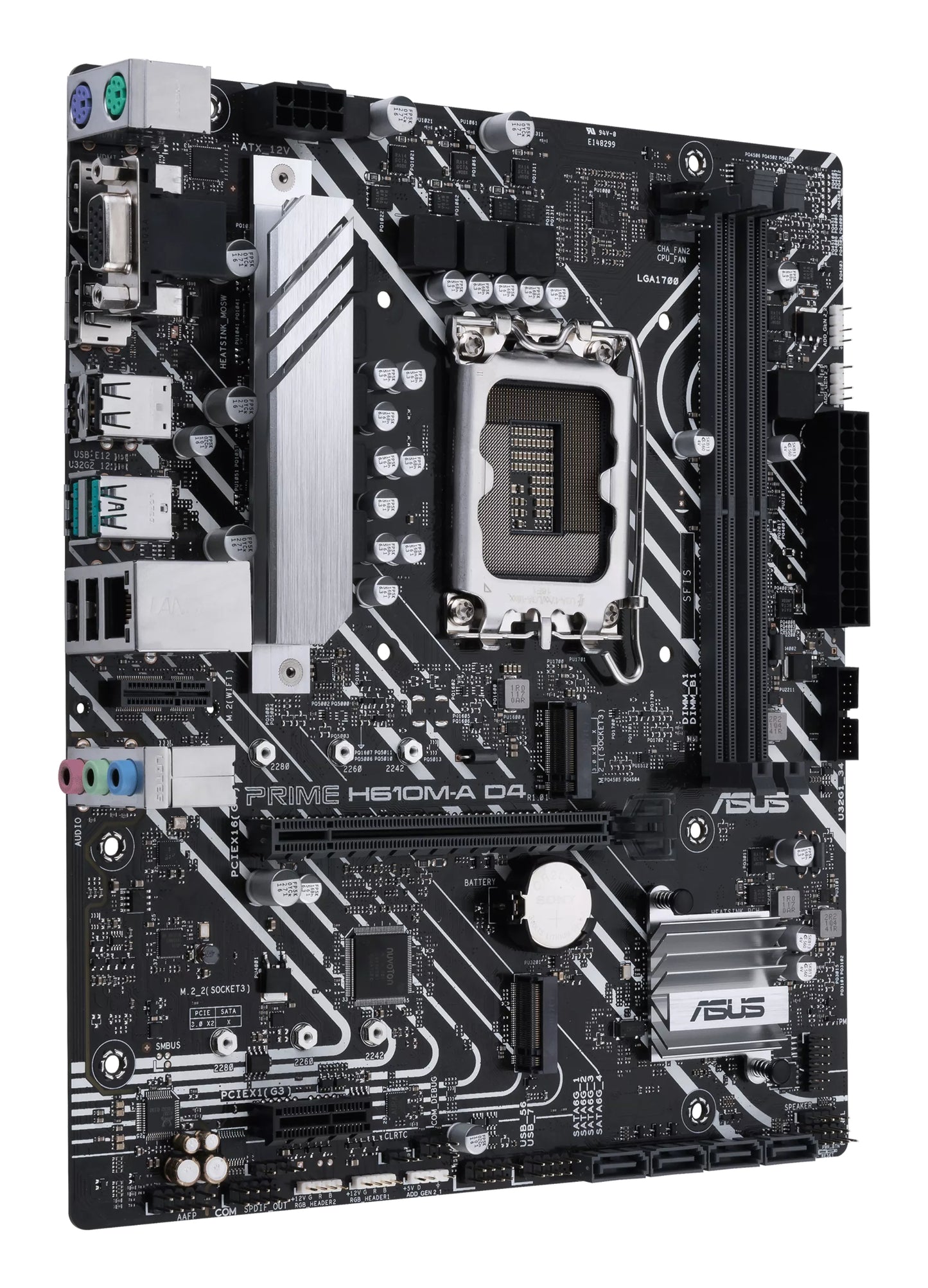 ASUS Prime H610M-A D4-CSM Intel LGA1700 Micro-ATX Motherboard, 2x DDR4, 2x M.2, PCIe 4.0, 4x SATA, 1GbE, HDMI 2.1, DP 1.4
