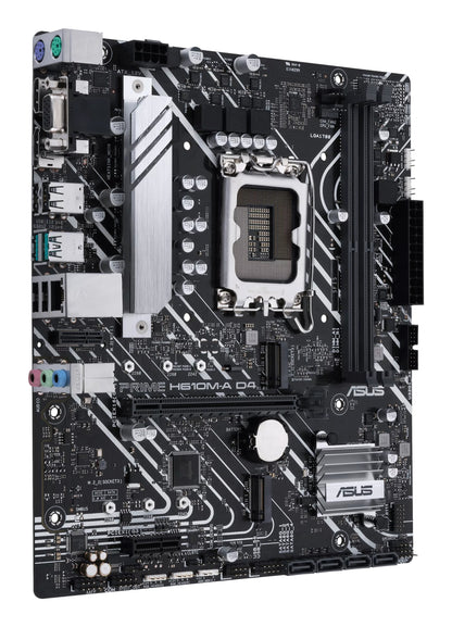 ASUS Prime H610M-A D4-CSM Intel LGA1700 Micro-ATX Motherboard, 2x DDR4, 2x M.2, PCIe 4.0, 4x SATA, 1GbE, HDMI 2.1, DP 1.4