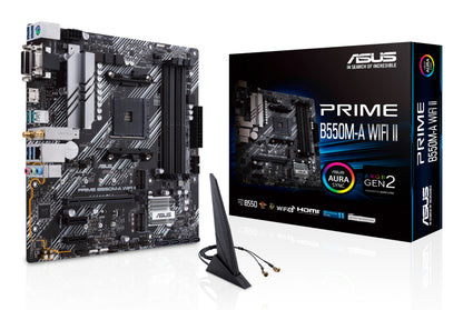 ASUS Prime B550M-A WiFi II AMD AM4 Micro-ATX Motherboard, 4x DDR4, 2x M.2, PCIe 4.0, 4x SATA, Wi-Fi 6