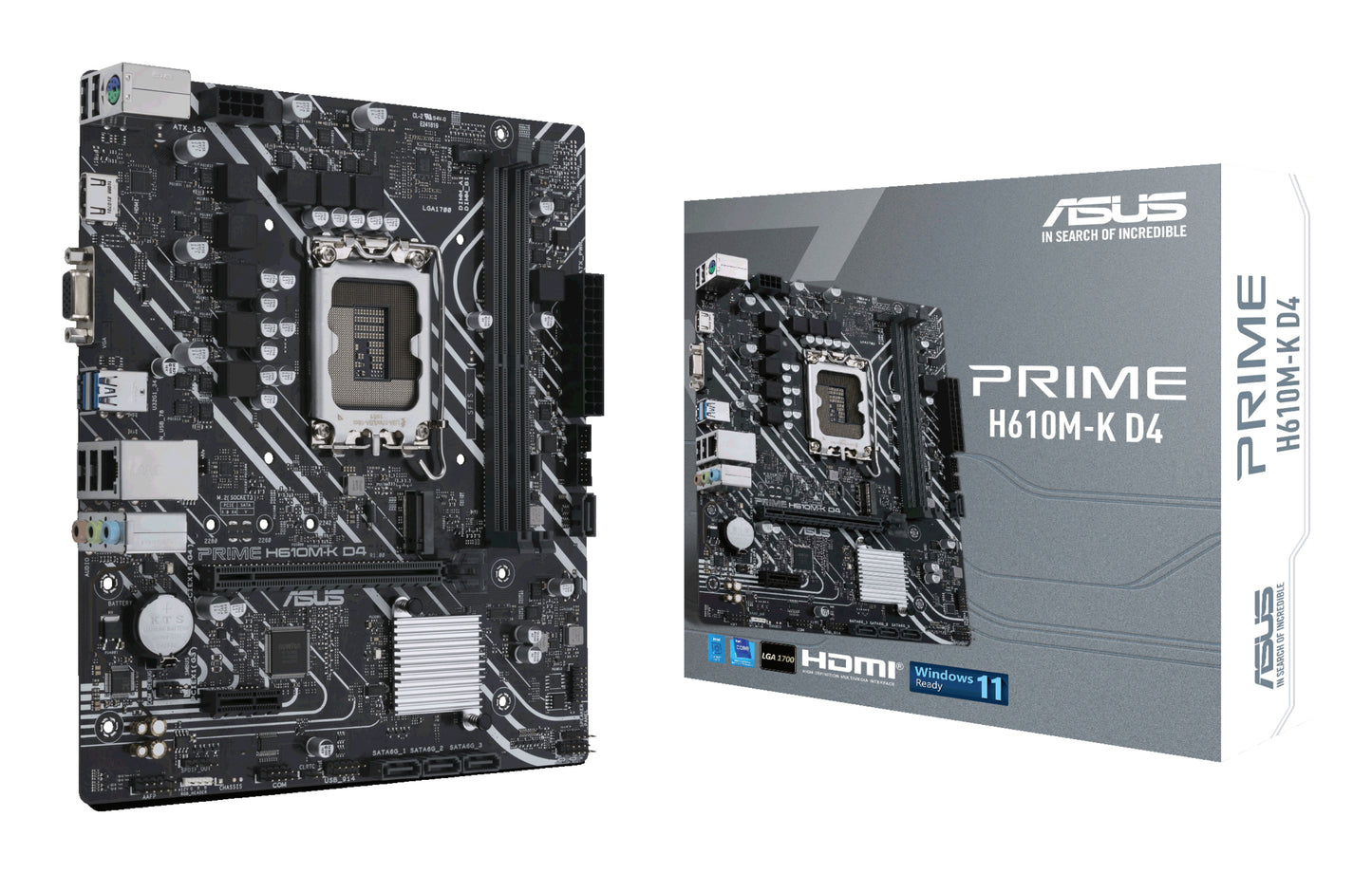 ASUS Prime H610M-K D4 Intel LGA1700 Micro-ATX Motherboard, 2x DDR4, M.2, PCIe 4.0, 4x SATA, HDMI 2.1, GbE