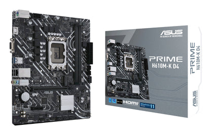 ASUS Prime H610M-K D4 Intel LGA1700 Micro-ATX Motherboard, 2x DDR4, M.2, PCIe 4.0, 4x SATA, HDMI 2.1, GbE