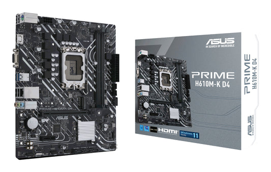 ASUS Prime H610M-K D4 Intel LGA1700 Micro-ATX Motherboard, 2x DDR4, M.2, PCIe 4.0, 4x SATA, HDMI 2.1, GbE