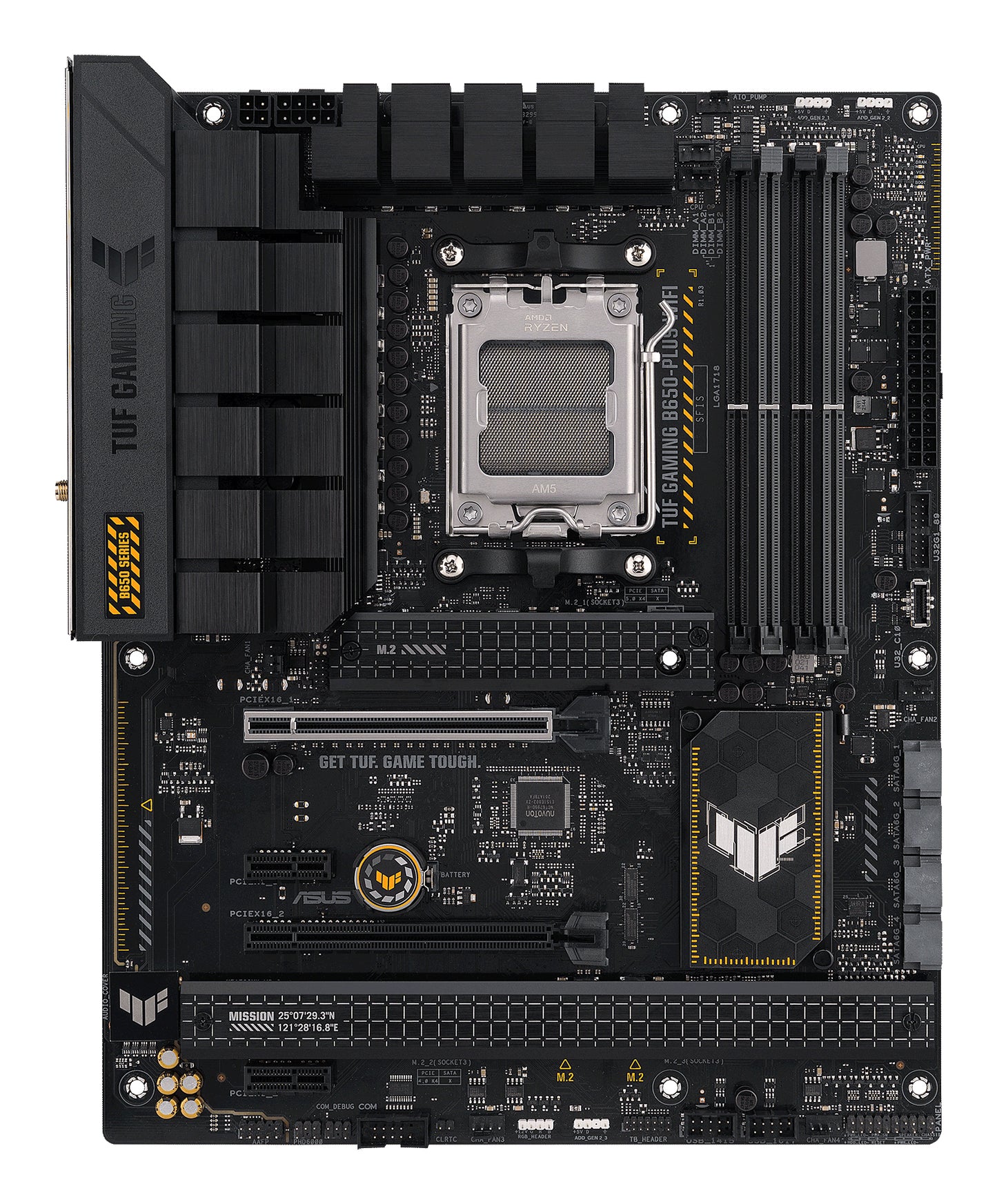 ASUS TUF Gaming B650-Plus WiFi AMD AM5 ATX Motherboard, 4x DDR5, 3x M.2, PCIe 5.0, 4x SATA, WiFi 6, 2.5GbE, USB-C 20Gbps