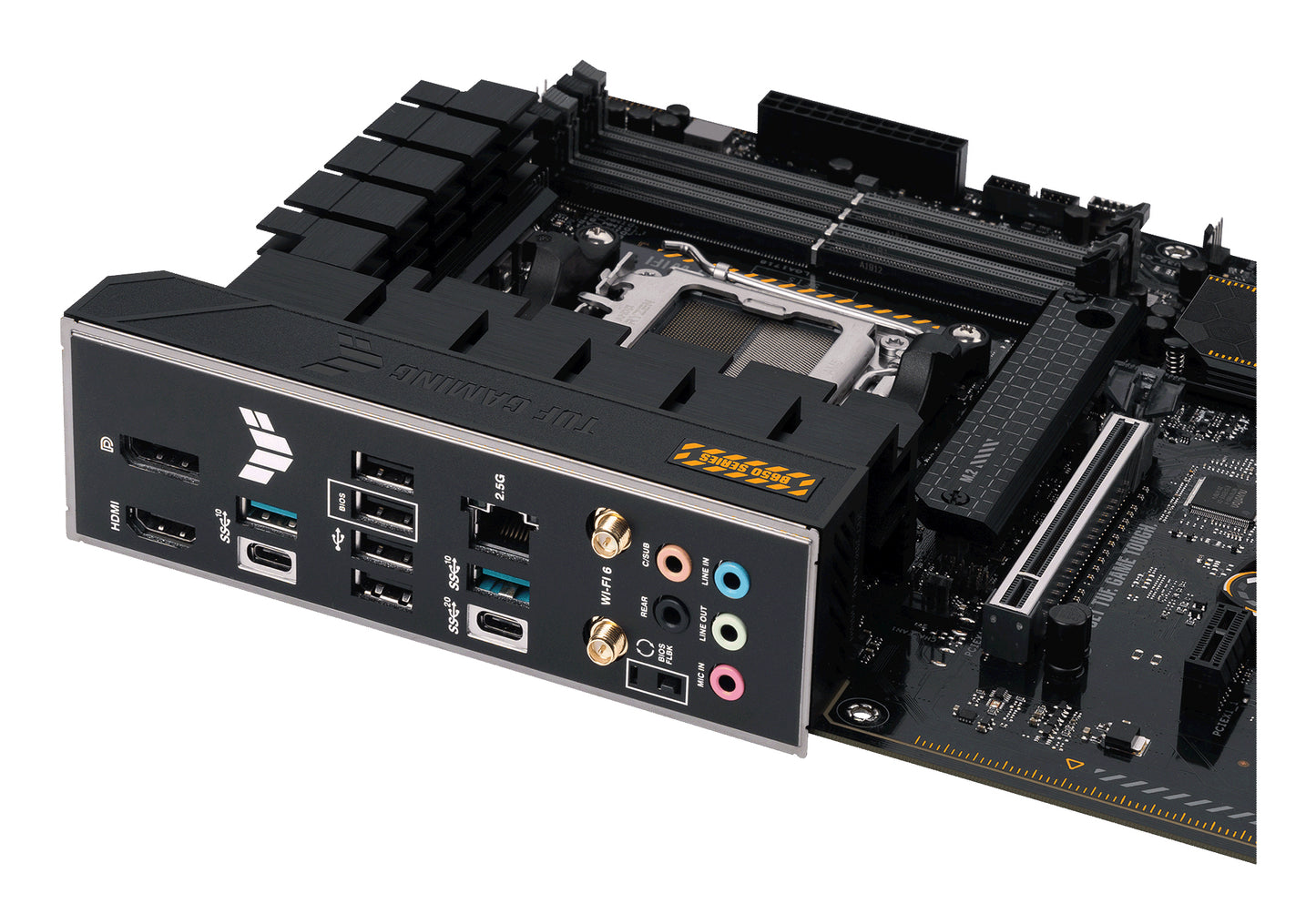 ASUS TUF Gaming B650-Plus WiFi AMD AM5 ATX Motherboard, 4x DDR5, 3x M.2, PCIe 5.0, 4x SATA, WiFi 6, 2.5GbE, USB-C 20Gbps