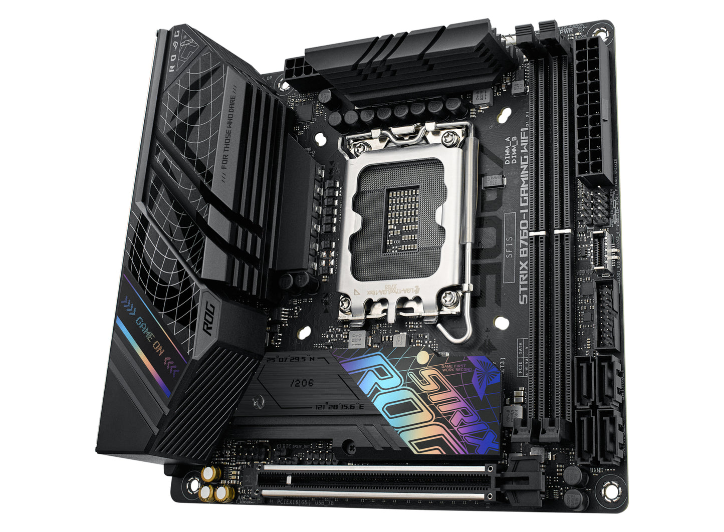 ASUS ROG Strix B760-I Gaming WiFi Intel LGA1700 Mini-ITX Motherboard, 2x DDR5, 2x M.2, PCIe 5.0, 4x SATA, WiFi 6E, 2.5GbE, USB-C 20Gbps