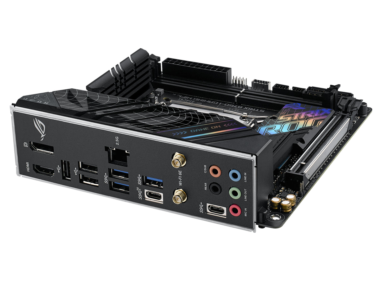 ASUS ROG Strix B760-I Gaming WiFi Intel LGA1700 Mini-ITX Motherboard, 2x DDR5, 2x M.2, PCIe 5.0, 4x SATA, WiFi 6E, 2.5GbE, USB-C 20Gbps