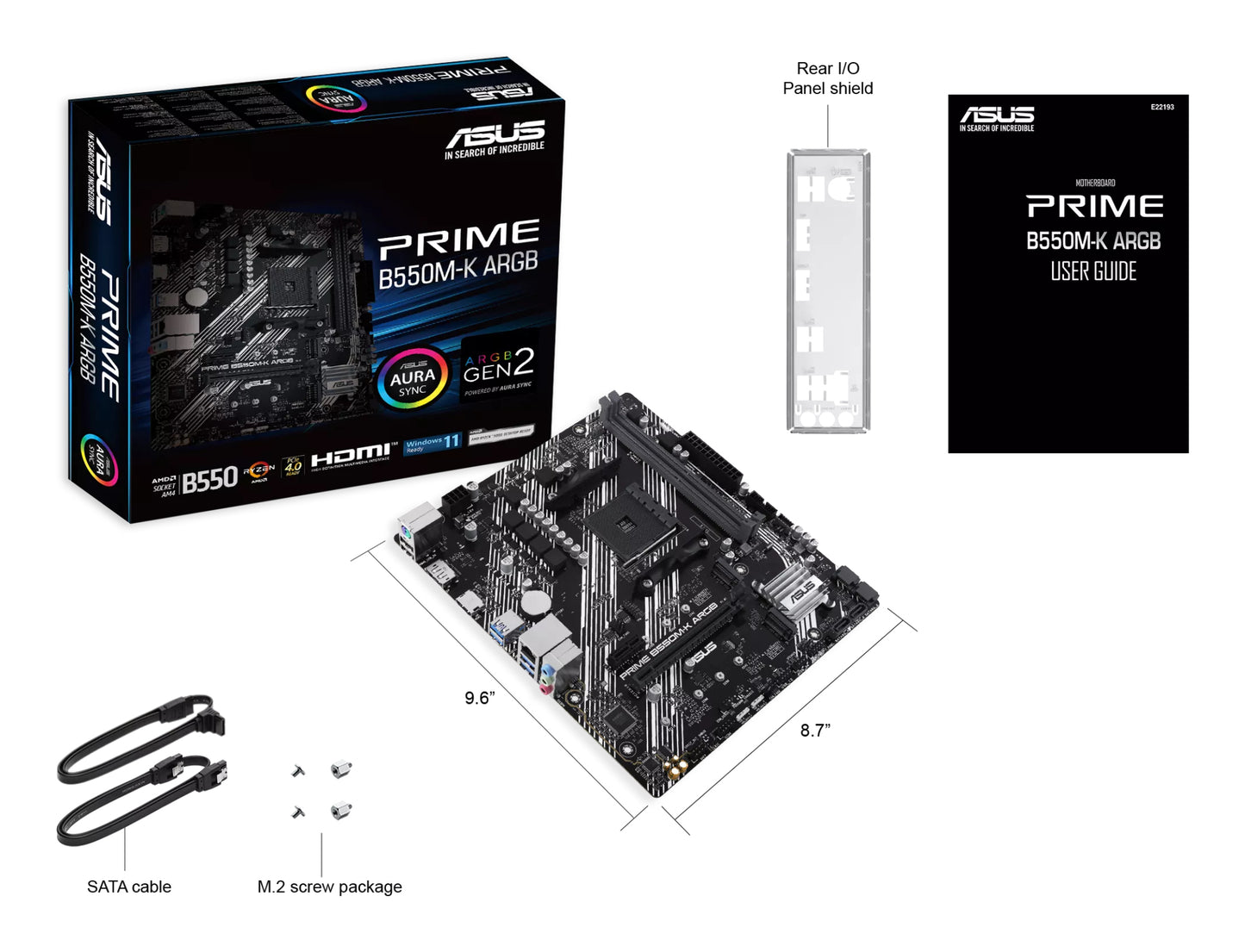 ASUS PRIME B550M-K ARGB, AMD B550, Socket AM4, micro ATX