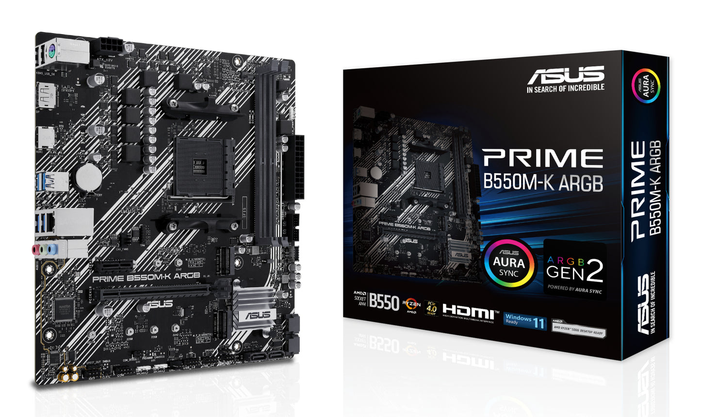 ASUS PRIME B550M-K ARGB, AMD B550, Socket AM4, micro ATX