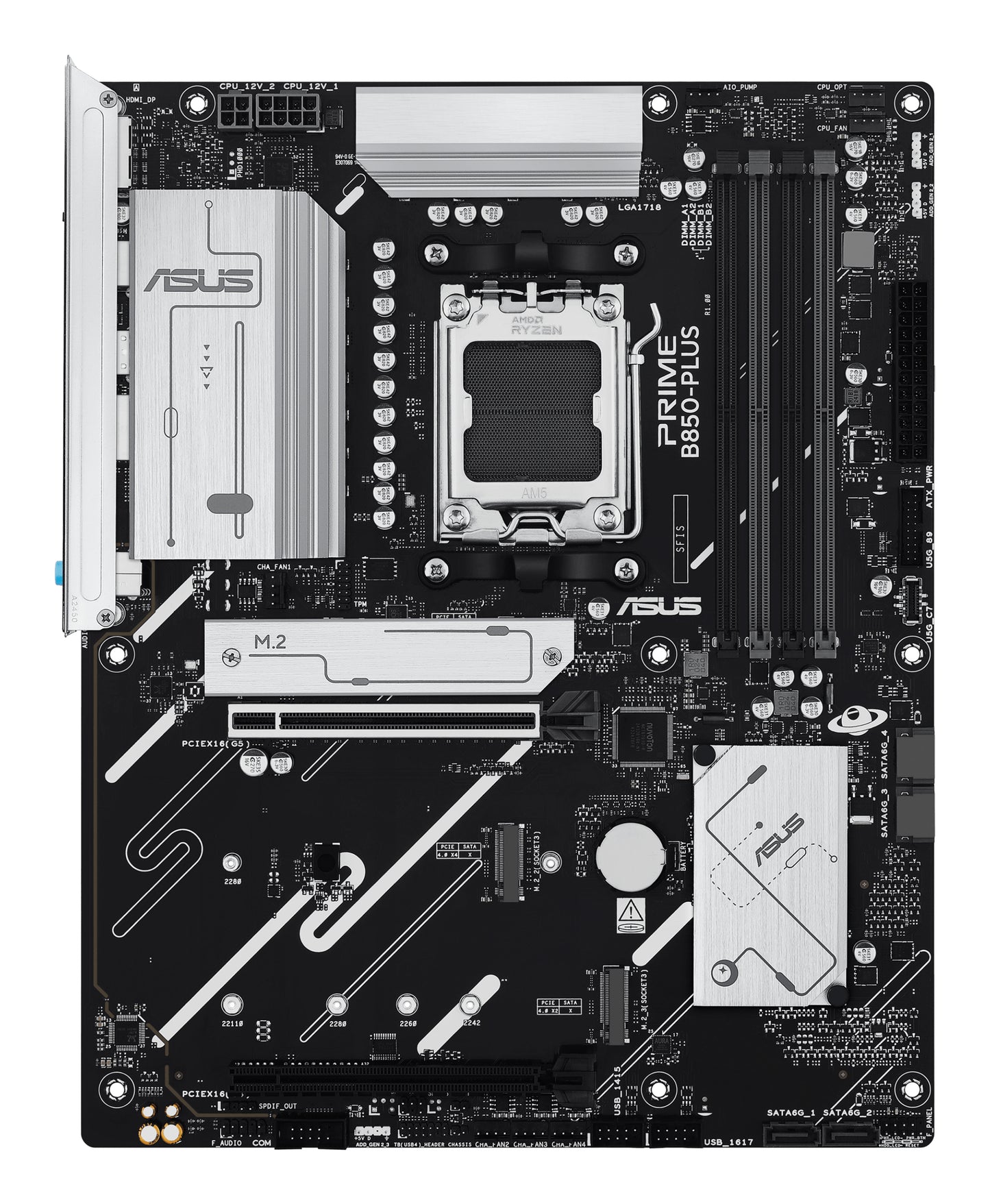 ASUS Prime B850-PLUS-CSM Motherboard, AMD B850, Socket AM5, ATX, 4x DDR5 DIMM, 3x M.2, PCIe 5.0, 2.5GbE, HDMI, DP, USB-C, Ryzen 7000/8000/9000
