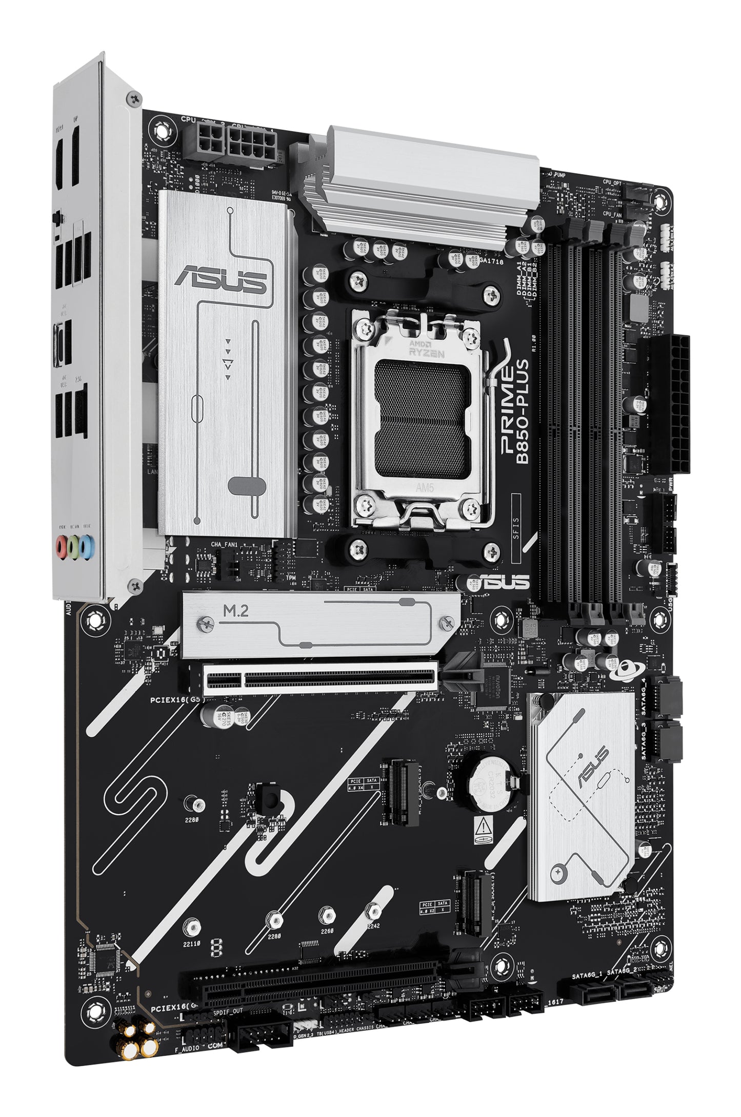 ASUS Prime B850-PLUS-CSM Motherboard, AMD B850, Socket AM5, ATX, 4x DDR5 DIMM, 3x M.2, PCIe 5.0, 2.5GbE, HDMI, DP, USB-C, Ryzen 7000/8000/9000