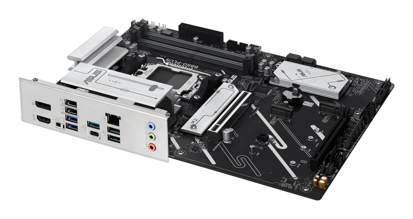 ASUS Prime B850-PLUS-CSM Motherboard, AMD B850, Socket AM5, ATX, 4x DDR5 DIMM, 3x M.2, PCIe 5.0, 2.5GbE, HDMI, DP, USB-C, Ryzen 7000/8000/9000