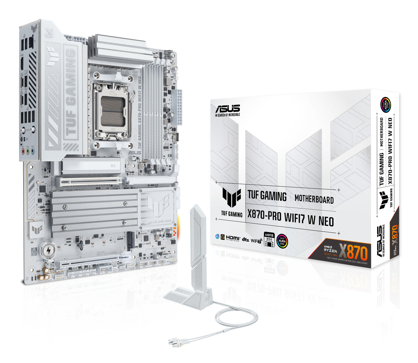 ASUS, ASUS TUF GAMING X870-PRO WIFI7 W NEO Motherboard, AMD X870, Socket AM5, ATX, AMD X870, Socket AM5, ATX
