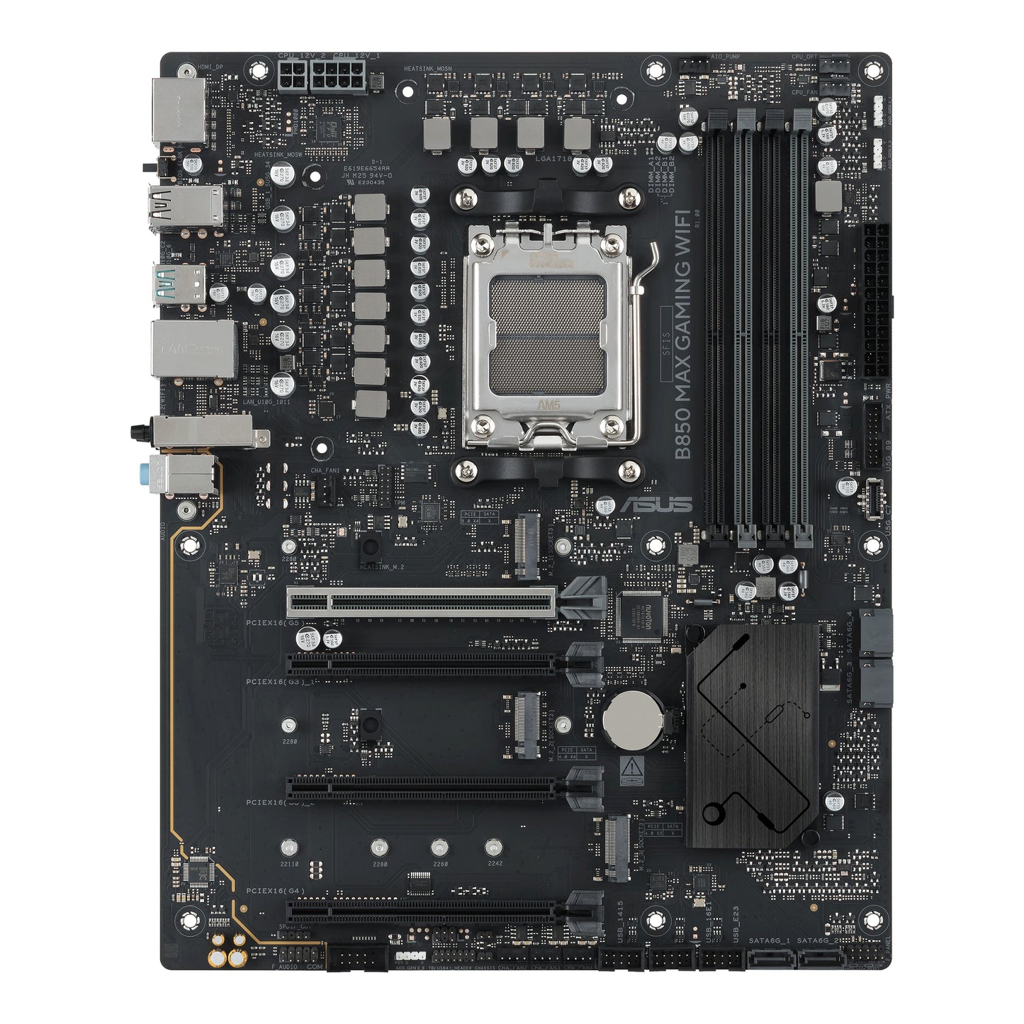 ASUS, ASUS B850 MAX GAMING WIFI Motherboard, AMD B850, Socket AM5, ATX, AMD B850, Socket AM5, ATX