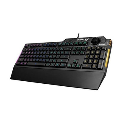 ASUS TUF Gaming K1 RGB Gaming Keyboard, Full-Size, Tactile Switches, 19-Key Rollover, 300ml Spill-Resistant, Wrist Rest, USB, Black