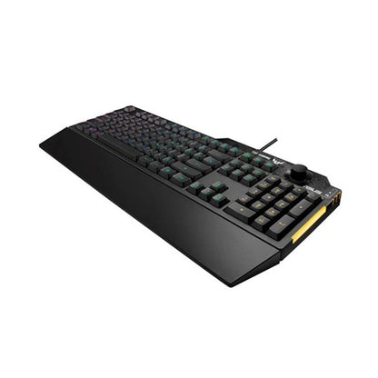 ASUS TUF Gaming K1 RGB Gaming Keyboard, Full-Size, Tactile Switches, 19-Key Rollover, 300ml Spill-Resistant, Wrist Rest, USB, Black