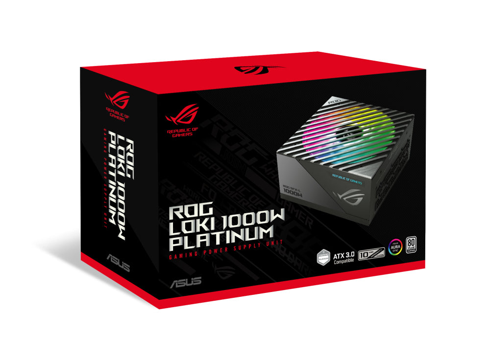 ASUS ROG Loki SFX-L 1000W Platinum PSU, Fully Modular, ATX 3.0, PCIe 5.0, ARGB, Black/Silver