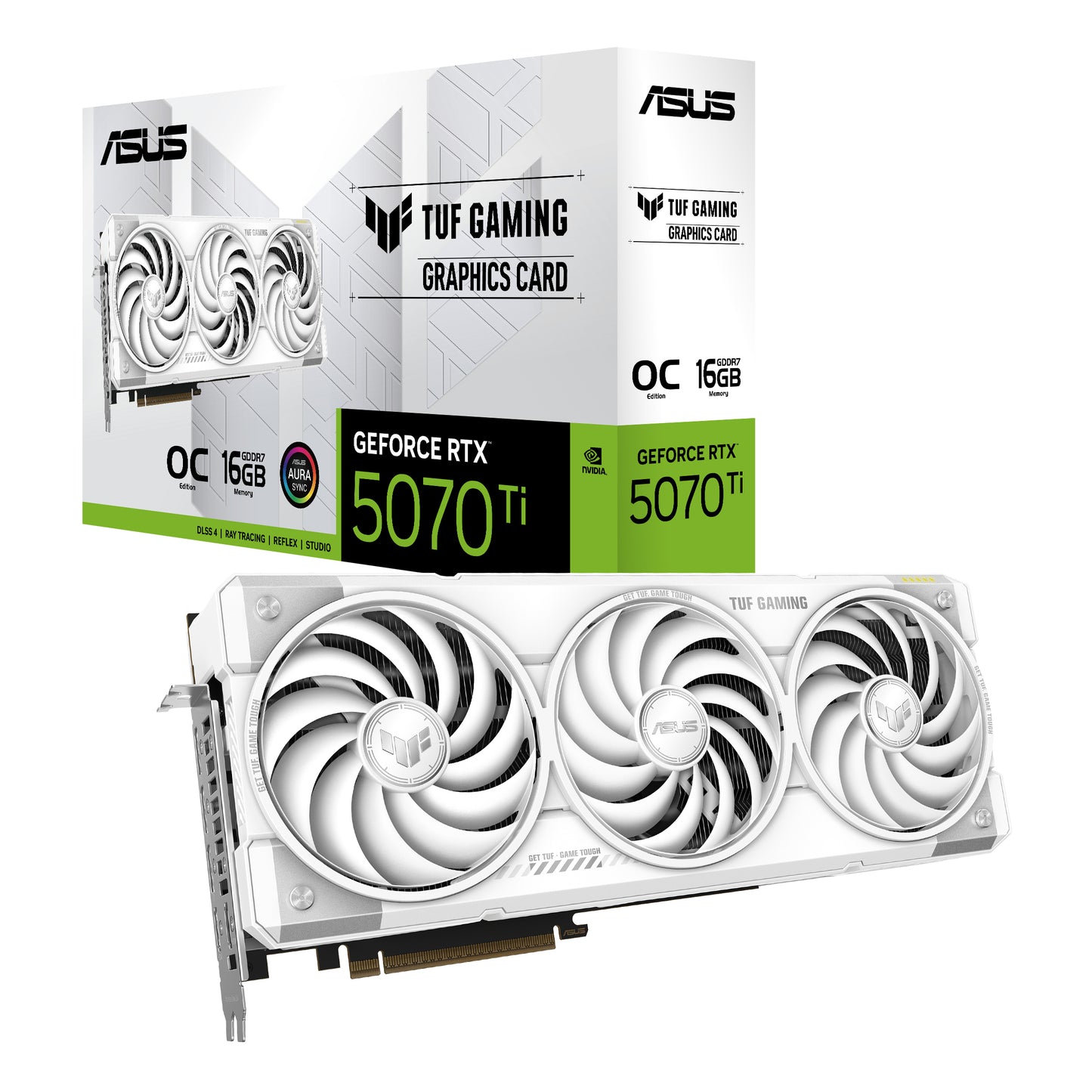 ASUS TUF Gaming GeForce RTX 5070 Ti OC 16GB GDDR7 Graphics Card White Edition, PCIe 5.0, 3x DP 2.1b, 2x HDMI 2.1b