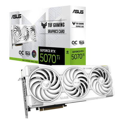 ASUS TUF Gaming GeForce RTX 5070 Ti OC 16GB GDDR7 Graphics Card White Edition, PCIe 5.0, 3x DP 2.1b, 2x HDMI 2.1b