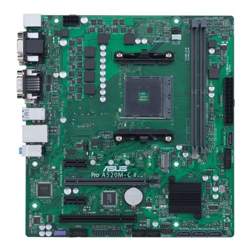 Asus PRO A520M-C II/CSM - Corporate Stable Model, AMD A520, AM4, Micro ATX, 2 DDR4, VGA, DVI, HDMI, DP,  1x M.2 - PC Gear UK