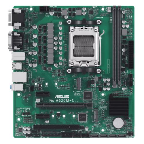 Asus PRO A620M-C-CSM - Corporate Stable Model, AMD A620, AM5, Micro ATX, 2 DDR5, VGA, HDMI, DP, GB LAN, PCIe4, 2x M.2 - PC Gear UK