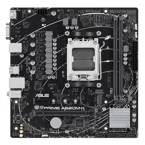 Asus PRIME A620M-K, AMD A620, AM5, Micro ATX, 2 DDR5, VGA, HDMI, GB LAN, PCIe4, 1x M.2 - PC Gear UK