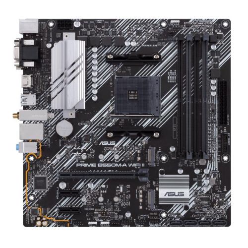Asus PRIME B550M-A WIFI II, AMD B550, AM4, Micro ATX, 4 DDR4, VGA, DVI, HDMI, Wi-Fi, PCIe4, 2x M.2 - PC Gear UK