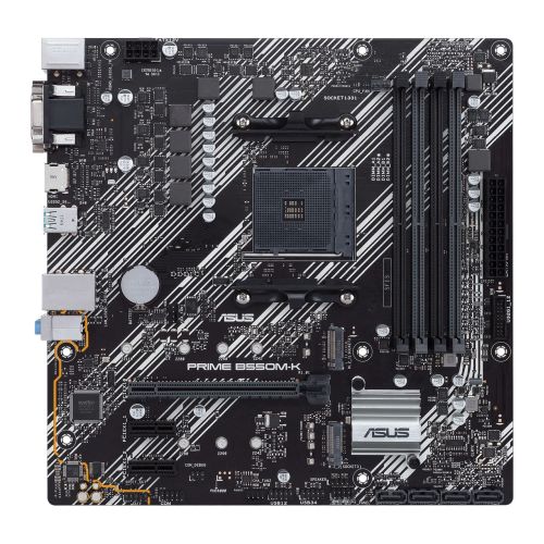 Asus PRIME B550M-K, AMD B550, AM4, Micro ATX, 4 DDR4, VGA, DVI, HDMI, PCIe4, M.2 - PC Gear UK
