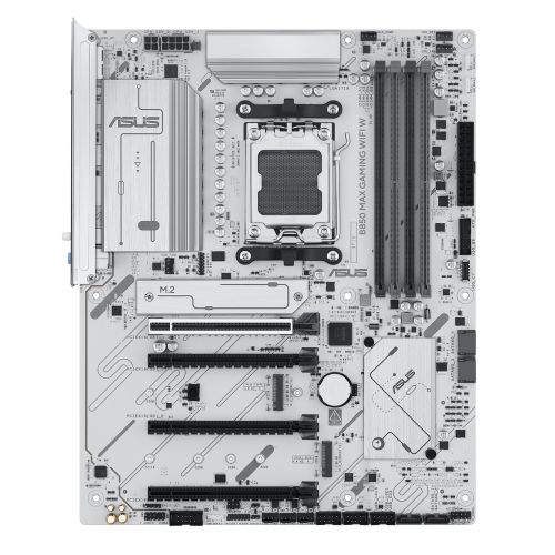 Asus B850 MAX GAMING WIFI W, AMD B850, AM5, ATX, 4 DDR5, HDMI, DP, Wi-Fi 6E, 2.5G LAN, 3x M.2, White - PC Gear UK
