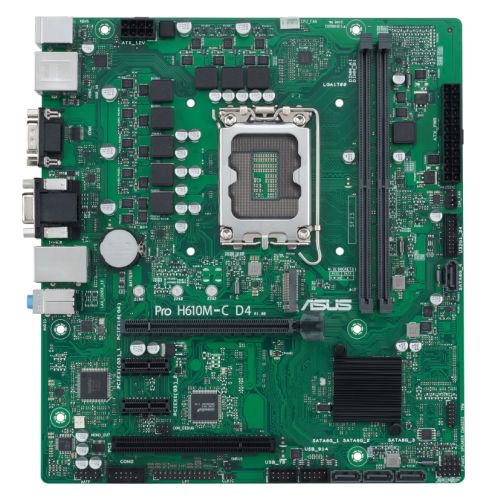 Asus PRO H610M-C D4-CSM - Corporate Stable Model, Intel H610, 1700, Micro ATX, 2 DDR4, VGA, HDMI, DP, PCIe4, 1x M.2 - PC Gear UK