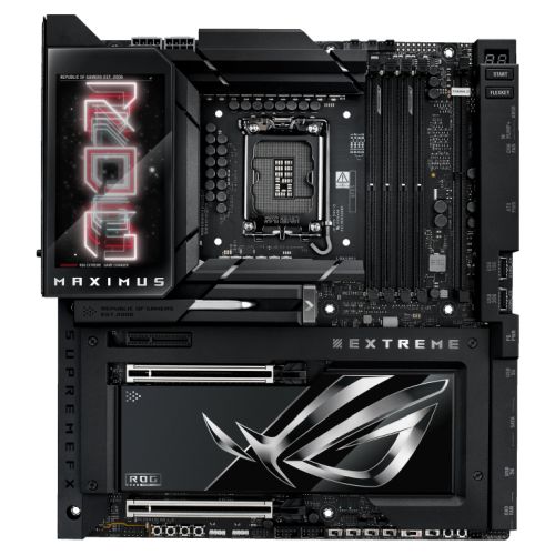 Asus ROG MAXIMUS Z890 EXTREME, Intel Z890, 1851, EATX, 4 DDR5, HDMI, 2 TB5, Wi-Fi 7, 10G & 2.5G LAN, ROG Q-DIMM.2 Card, LCD Screen, 6x M.2 - PC Gear UK