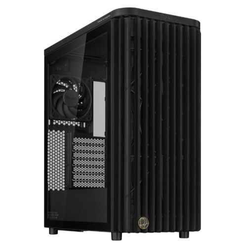 Asus ProArt PA401 Wood TG Gaming Case w/ Glass Panel, ATX, Front Grill, 2x 16cm Fans, PWM Fan Hub, USB-C 20Gps, Black