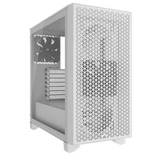 Corsair 3000D Airflow Gaming Case w/ Glass Window, ATX, 2x SP120 Fans, GPU Cooling, 4-Slot GPU Support, High-Airflow Front, White