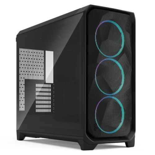 Fractal Design Meshify 3 XL (Black RGB TG Light) w/ Light Tint Window, E-ATX, Mesh Front, 3x RGB Fans, USB-C 20Gbps