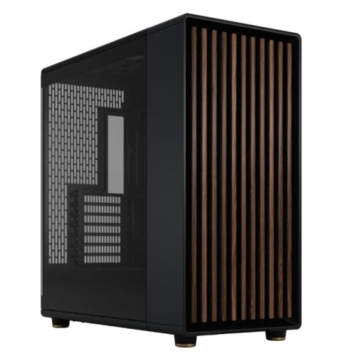 Fractal Design North XL RC Charcoal Black (TG Dark) Case w/ Dark Glass Window, ATX, 3 PWM Fans, USB-C, Walnut Front, Reverse Connector/Asus BTF Compatible - PC Gear UK